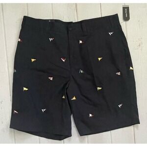 Men's Nautica Classic Fit Shorts- Navy Embroidered Flags 40W Tall 11" Inseam NWT